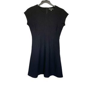 Banana Republic Dress Size 4 Black Quilted Mini Short Sleeve Textured Shift